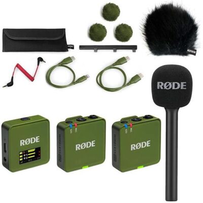 RØDE Mikrofon-Funksystem Wireless GO Gen 3 Khaki Interview Set 1 BK, Mikrofon RØDE Mikrofon-Funksystem Wireless GO Gen 3 Khaki Interview Set 1 BK, Mikrofon