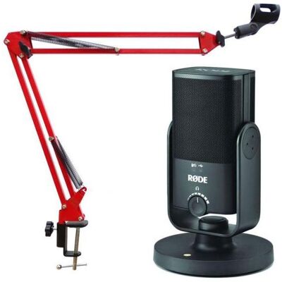 RØDE NT-USB MINI mit NB35RD Rot Gelenkarm, Mikrofon RØDE NT-USB MINI mit NB35RD Rot Gelenkarm, Mikrofon
