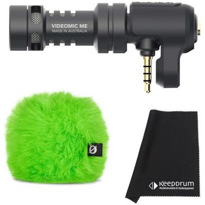 RØDE Videomic Me mit Windschutz Grün und Tuch, Mikrofon RØDE Videomic Me mit Windschutz Grün und Tuch, Mikrofon
