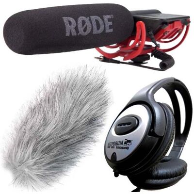 RØDE VideoMic Rycote mit Windschutz mit Kopfhörer, Mikrofon RØDE VideoMic Rycote mit Windschutz mit Kopfhörer, Mikrofon