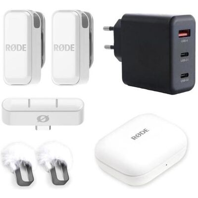 RØDE Wireless Micro Drahtloses Mikrofon-System USB-C Weiss mit Netzteil, Mikrofon RØDE Wireless Micro Drahtloses Mikrofon-System USB-C Weiss mit Netzteil, Mikrofon