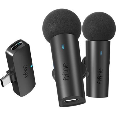 Fifine M8 Wireless Lavalier Recording Mini Microphone kit, 1 receiver and 2 mics, Type-C, Mikrofon Fifine M8 Wireless Lavalier Recording Mini Microphone kit, 1 receiver and 2 mics, Type-C, Mikrofon