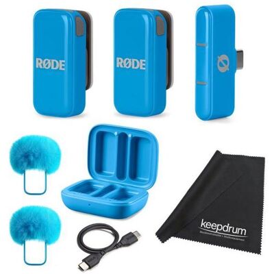 RØDE Wireless Micro Drahtloses Mikrofon-System USB-C Blau mit Tuch, Mikrofon RØDE Wireless Micro Drahtloses Mikrofon-System USB-C Blau mit Tuch, Mikrofon
