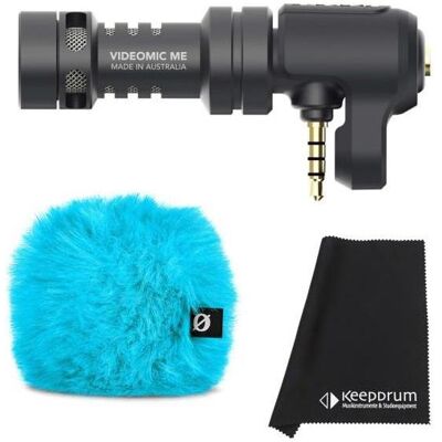 RØDE Videomic Me mit Windschutz Blau und Tuch, Mikrofon RØDE Videomic Me mit Windschutz Blau und Tuch, Mikrofon