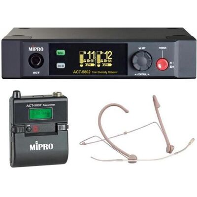 Mipro ACT-5802 Drahtloses Mikrofon mit Gürtelsender und Headset Mipro ACT-5802 Drahtloses Mikrofon mit Gürtelsender und Headset