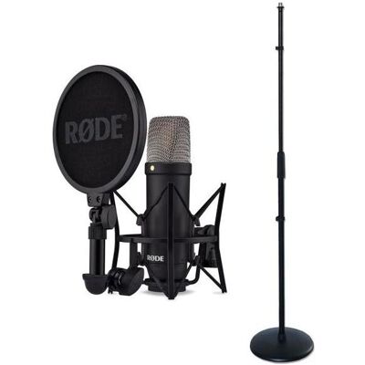 RØDE Studio-Mikrofon NT1 Signature Black mit geradem Mikrofonständer, Mikrofon RØDE Studio-Mikrofon NT1 Signature Black mit geradem Mikrofonständer, Mikrofon