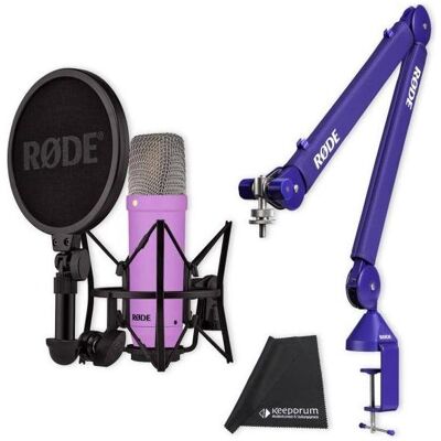 RØDE Mikrofon NT1 Signature Lila mit PSA1+ Gelenkarm Lila und Tuch, Mikrofon RØDE Mikrofon NT1 Signature Lila mit PSA1+ Gelenkarm Lila und Tuch, Mikrofon