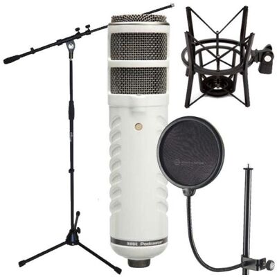 RØDE Podcaster mit Popschutz mit Spinne und Stativ, Mikrofon RØDE Podcaster mit Popschutz mit Spinne und Stativ, Mikrofon