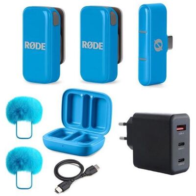 RØDE Wireless Micro Drahtloses Mikrofon-System USB-C Blau mit Netzteil, Mikrofon RØDE Wireless Micro Drahtloses Mikrofon-System USB-C Blau mit Netzteil, Mikrofon