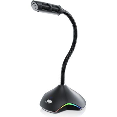 CSL Standmikrofon, USB Desktop Mikrofon mit RGB Beleuchtung, RMP 900 Tischmikrofon, für Gaming & Podcast, Mikrofon CSL Standmikrofon, USB Desktop Mikrofon mit RGB Beleuchtung, RMP 900 Tischmikrofon, für Gaming & Podcast, Mikrofon