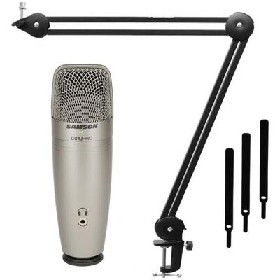 Samson USB Kondensator-Mikrofon C01U Pro mit Gelenkarm, Mikrofon Samson USB Kondensator-Mikrofon C01U Pro mit Gelenkarm, Mikrofon