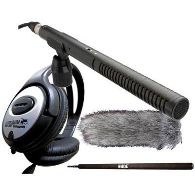 RØDE NTG-2 mit Deadcat mit Micro Boompole mit Kopfhörer, Mikrofon RØDE NTG-2 mit Deadcat mit Micro Boompole mit Kopfhörer, Mikrofon