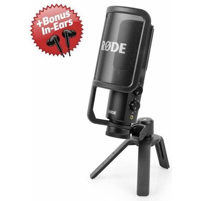 RØDE NT-USB+ USB-Kondensatormikrofon + Bonus In-Ear Kopfhörer, Mikrofon RØDE NT-USB+ USB-Kondensatormikrofon + Bonus In-Ear Kopfhörer, Mikrofon