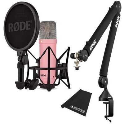 RØDE NT1 Signature Pink Studio-Mikrofon Rosa mit PSA-1+ Plus Gelenkarm-Stativ Schwarz, Mikrofon RØDE NT1 Signature Pink Studio-Mikrofon Rosa mit PSA-1+ Plus Gelenkarm-Stativ Schwarz, Mikrofon