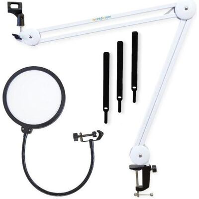 keepdrum MS138 Mikrofonarm Weiss mit Popschutz Weiss, Mikrofon keepdrum MS138 Mikrofonarm Weiss mit Popschutz Weiss, Mikrofon