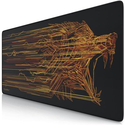 Titanwolf Gaming Mauspad XXL, glatter Stoff, Speed Mauspad 900 x 400mm große Oberfläche, Wolfsmotiv orange (Wide), Mausmatte, Gelb, Schwarz Titanwolf Gaming Mauspad XXL, glatter Stoff, Speed Mauspad 900 x 400mm große Oberfläche, Wolfsmotiv orange (Wide), Mausmatte, Gelb, Schwarz