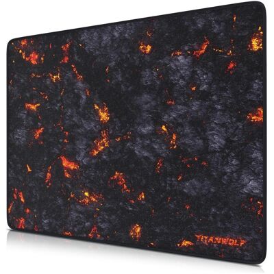 Titanwolf Gaming Mauspad XL, 440 x 350mm Mausmatte mit Stoffoberfläche, Gummierte Rückseite, Lavamotiv (XL), Mausmatte, Schwarz Titanwolf Gaming Mauspad XL, 440 x 350mm Mausmatte mit Stoffoberfläche, Gummierte Rückseite, Lavamotiv (XL), Mausmatte, Schwarz