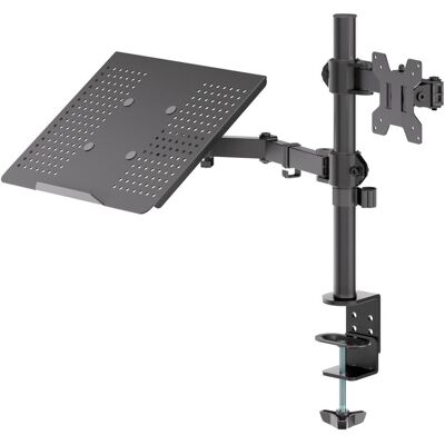 Goobay Monitorhalterung mit Laptop-Arm (Tisch, 10 kg), Monitor Halterung, Schwarz Goobay Monitorhalterung mit Laptop-Arm (Tisch, 10 kg), Monitor Halterung, Schwarz