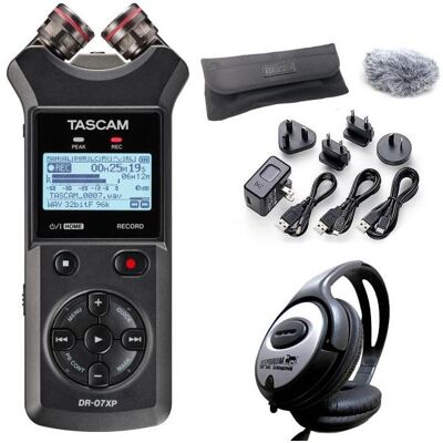 Tascam Audio-Recorder DR-07XP mit DR11GMK und Kopfhörer (Handheld), Audiorecorder, Schwarz Tascam Audio-Recorder DR-07XP mit DR11GMK und Kopfhörer (Handheld), Audiorecorder, Schwarz