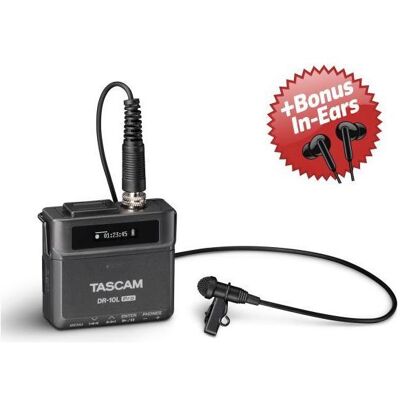 Tascam DR-10L Pro Recorder mit Lavaliermikrofon + Bonus In-Ear Kopfhörer (CD-Recorder), Audiorecorder, Schwarz Tascam DR-10L Pro Recorder mit Lavaliermikrofon + Bonus In-Ear Kopfhörer (CD-Recorder), Audiorecorder, Schwarz