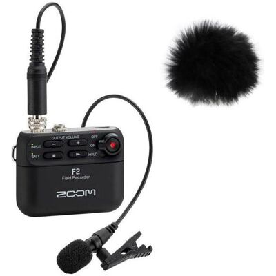 Zoom F2 Field-Recorder mit Fell-Windschutz (Handheld), Audiorecorder, Schwarz Zoom F2 Field-Recorder mit Fell-Windschutz (Handheld), Audiorecorder, Schwarz