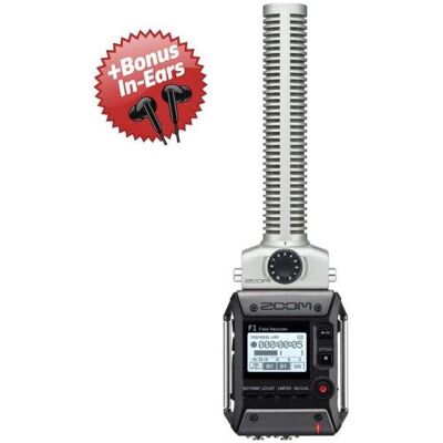 Zoom F1-SP Field Recorder mit Richtmikrofon + Bonus In-Ear Kopfhörer (Handheld), Audiorecorder, Grau Zoom F1-SP Field Recorder mit Richtmikrofon + Bonus In-Ear Kopfhörer (Handheld), Audiorecorder, Grau
