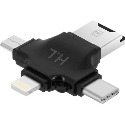 Avizar Micro-SD Kartenleser - 4-in-1 USB-C/Lightning/Micro-USB - Schwarz Avizar Micro-SD Kartenleser - 4-in-1 USB-C/Lightning/Micro-USB - Schwarz