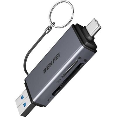 Benfei card reader 2 in 1 USB-C USB-A 3.0 for SD Micro SD black (USB 3.0), Speicherkartenlesegerät, Schwarz Benfei card reader 2 in 1 USB-C USB-A 3.0 for SD Micro SD black (USB 3.0), Speicherkartenlesegerät, Schwarz