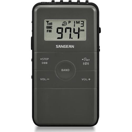 Sangean Taschenradio AM (27 h, Batteriebetrieb), Bluetooth Lautsprecher, Schwarz, Grau
