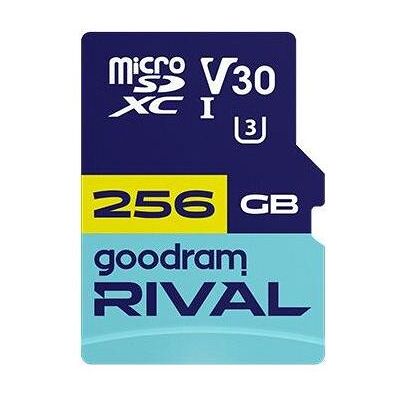 GOODRAM microSDXC 256GB V30 UHS I U3 RIVAL + adapter (256 GB, microSDXC, U3, UHS-I), Speicherkarte, Blau GOODRAM microSDXC 256GB V30 UHS I U3 RIVAL + adapter (256 GB, microSDXC, U3, UHS-I), Speicherkarte, Blau