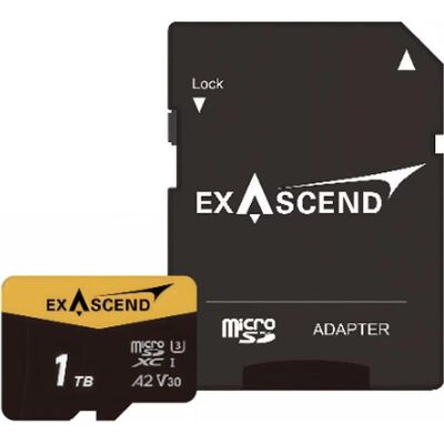 Exascend Catalyst w/ Adapter UHS-I SD Card(V30) 1TB (ES117906) (1000 GB, microSDXC, SDXC, U3, UHS-I), Speicherkarte, Schwarz Exascend Catalyst w/ Adapter UHS-I SD Card(V30) 1TB (ES117906) (1000 GB, microSDXC, SDXC, U3, UHS-I), Speicherkarte, Schwarz