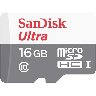 SanDisk Ultra microSDHC 16GB 80MB/s Cl. 10 (16 GB, microSDHC, UHS-I), Speicherkarte, Weiss, Grau SanDisk Ultra microSDHC 16GB 80MB/s Cl. 10 (16 GB, microSDHC, UHS-I), Speicherkarte, Weiss, Grau