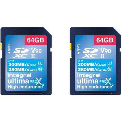 Integral INSDX64G-300/280U2-2PK (64 GB, SDHC, UHS-II), Speicherkarte, Schwarz Integral INSDX64G-300/280U2-2PK (64 GB, SDHC, UHS-II), Speicherkarte, Schwarz