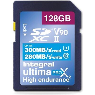 Integral UltimaPro X2 128GB SDXC UHS-II U3 V90 - 300-280 MB/s Integral UltimaPro X2 128GB SDXC UHS-II U3 V90 - 300-280 MB/s