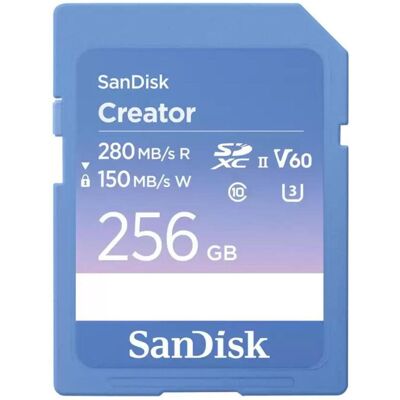 SanDisk Creator UHS-II V60 (256 GB, SDXC, U3, UHS-II), Speicherkarte, Blau SanDisk Creator UHS-II V60 (256 GB, SDXC, U3, UHS-II), Speicherkarte, Blau