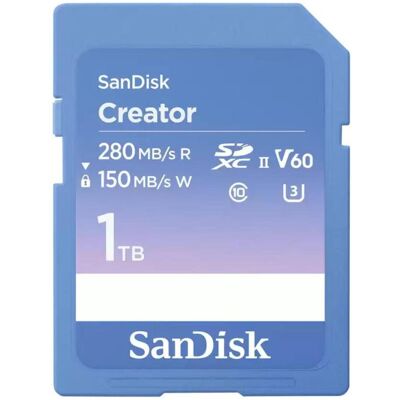 SanDisk Creator UHS-II V60 (1000 GB, SDXC, U3, UHS-II), Speicherkarte, Blau SanDisk Creator UHS-II V60 (1000 GB, SDXC, U3, UHS-II), Speicherkarte, Blau