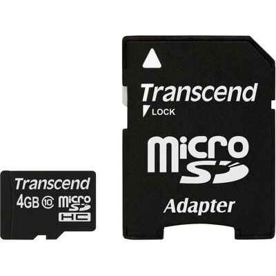 Transcend Flash-Speicherkarte 4GB Micro SDHC, C10 (4 GB, microSDHC, U1), Speicherkarte, Schwarz Transcend Flash-Speicherkarte 4GB Micro SDHC, C10 (4 GB, microSDHC, U1), Speicherkarte, Schwarz
