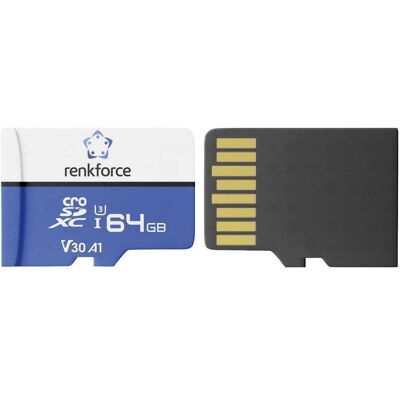 Renkforce RFEmSD64 microSDXC-Karte 64 GB A1 Application Performance Class, v30 (64 GB, microSDXC, U3), Speicherkarte Renkforce RFEmSD64 microSDXC-Karte 64 GB A1 Application Performance Class, v30 (64 GB, microSDXC, U3), Speicherkarte
