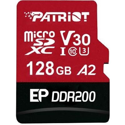 Patriot EP DDR200 + Leser/Micro SDXC/128GB/UHS-I U3 / Klasse 10 (128 GB, microSDXC, U3, UHS-I), Speicherkarte, Rot, Schwarz Patriot EP DDR200 + Leser/Micro SDXC/128GB/UHS-I U3 / Klasse 10 (128 GB, microSDXC, U3, UHS-I), Speicherkarte, Rot, Schwarz