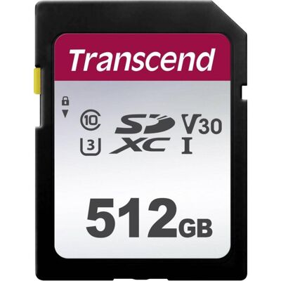 Transcend SDC300S (512 GB, SDXC, U3, UHS-I), Speicherkarte, Silber, Schwarz Transcend SDC300S (512 GB, SDXC, U3, UHS-I), Speicherkarte, Silber, Schwarz