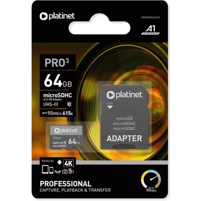 Platinet 64GB MicroSDXC UHS-III Speicherkarte - Speicherkarte Platinet 64GB MicroSDXC UHS-III Speicherkarte - Speicherkarte