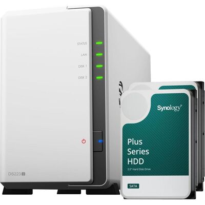 DS223j (2 x 8 TB, Synology HAT 33xx), NAS, Weiss DS223j (2 x 8 TB, Synology HAT 33xx), NAS, Weiss
