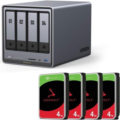 Ugreen NASync DXP4800 Plus + Seagate IronWolf 16 TB (4 x 4 TB) (4 x 4 TB, Seagate Ironwolf), NAS, Grau Ugreen NASync DXP4800 Plus + Seagate IronWolf 16 TB (4 x 4 TB) (4 x 4 TB, Seagate Ironwolf), NAS, Grau
