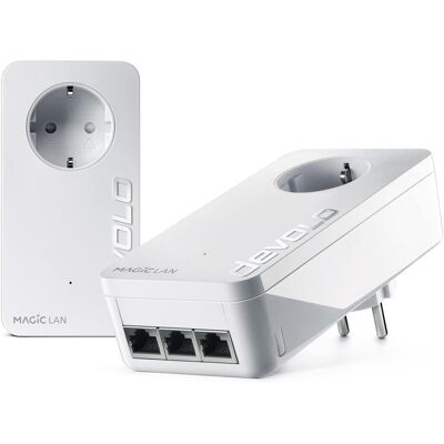 Devolo Powerline-Adapter Magic 2 LAN, 2400 Mbps, 3x Gigabit, ideal für Gaming und Homeoffice (2400 Mbit/s), Powerline, Weiss Devolo Powerline-Adapter Magic 2 LAN, 2400 Mbps, 3x Gigabit, ideal für Gaming und Homeoffice (2400 Mbit/s), Powerline, Weiss