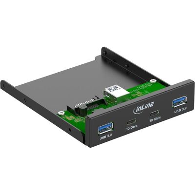 InLine 3,5" Front Panel, 2x USB-A + 2x USB-C, 10 Gb/s, Metall, schwarz, PC Gehäuse Zubehör InLine 3,5" Front Panel, 2x USB-A + 2x USB-C, 10 Gb/s, Metall, schwarz, PC Gehäuse Zubehör
