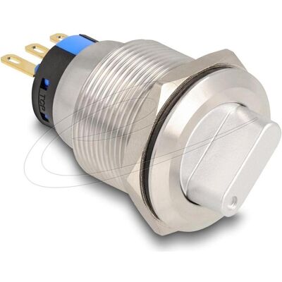 DeLock Drehschalter zum Einbau 22 mm 3 x Lötanschluss, Schalter + Taster, Silber DeLock Drehschalter zum Einbau 22 mm 3 x Lötanschluss, Schalter + Taster, Silber