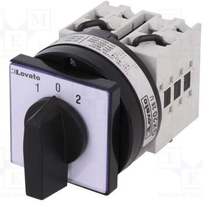 Lovato Schalter: Nocken-/Um- Stab.Pos: 1 20A 1-0-2 für den Einbau, Schalter + Taster, Schwarz Lovato Schalter: Nocken-/Um- Stab.Pos: 1 20A 1-0-2 für den Einbau, Schalter + Taster, Schwarz