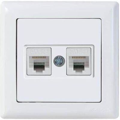 Mutlusan Daria Datenbuchse 2-fach CAT6 Internet Netzwerk Weiss, Schalter + Taster, Weiss Mutlusan Daria Datenbuchse 2-fach CAT6 Internet Netzwerk Weiss, Schalter + Taster, Weiss