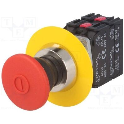 Romet Schalter: Sicherheits- 30mm Stab.Pos: 2 NC x2 + NO x2 rot IP56, Schalter + Taster, Rot Romet Schalter: Sicherheits- 30mm Stab.Pos: 2 NC x2 + NO x2 rot IP56, Schalter + Taster, Rot