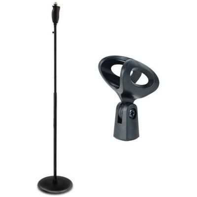 keepdrum Mikrofonständer MS124 Einhand-Stativ mit Mikrofonklammer, Mikrofonständer, Schwarz keepdrum Mikrofonständer MS124 Einhand-Stativ mit Mikrofonklammer, Mikrofonständer, Schwarz